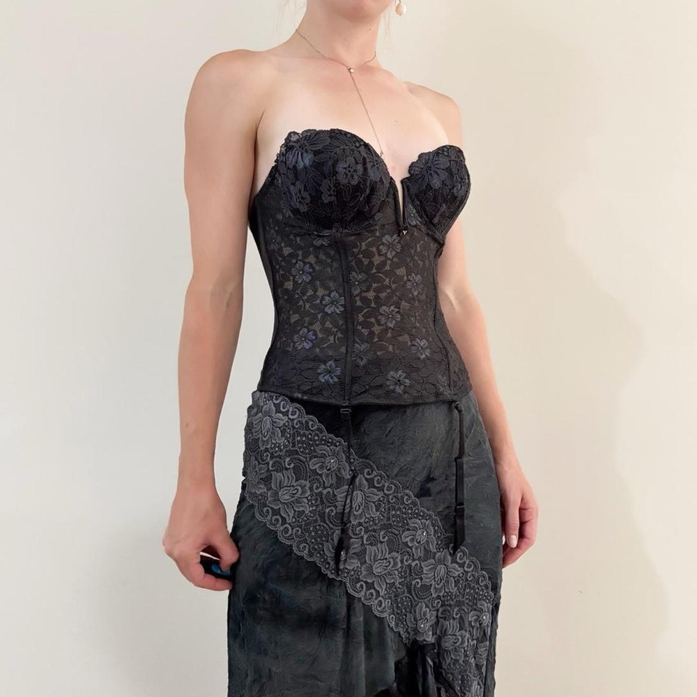 Y2K Victoria’s Secret iridescent sheer lace bustier corset